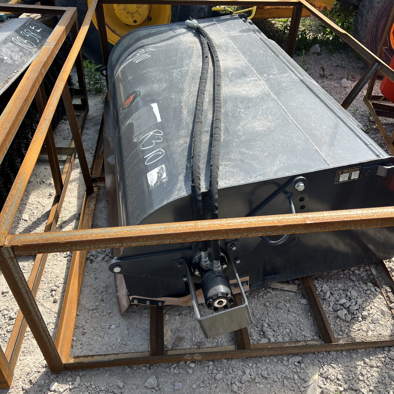 1-40.webp Skid Steer bucket broom sweeper 72 Inch Wolverine new Cat Case Bobcat Gehl ASV - Image 1