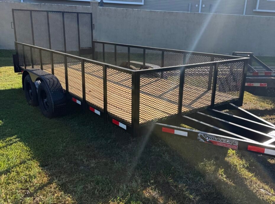 1-6-1 Predator Eagle 7' x 16' x 2' Mesh Sides Utility T/A Trailer with Ramp - Image 1