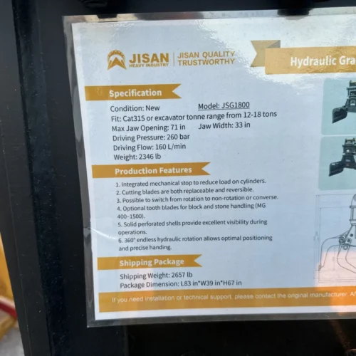 Cat 315 Clam Grapple Demolition Excavator New 70 Mm Pin Rotating New - Image 3