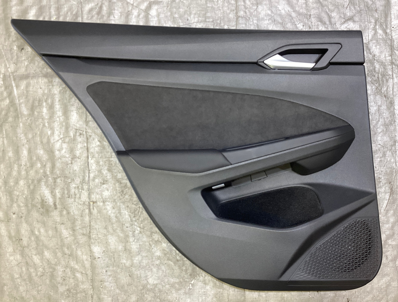 IMG_1530__87588.1747756122.jpg 2022-2024 Volkswagen MK8 GTI Driver Rear Interior Door Panel Trim / Black Suede / M8001 - Image 1
