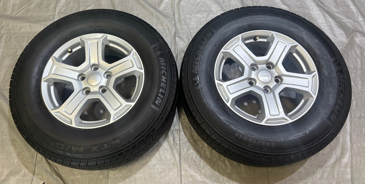 IMG_2966__86256.1715264613.jpg 2018-2023 Jeep Wrangler JL 17x7.5" Wheels Rims w/ Michelin Tires / Pair / JK014 - Image 1