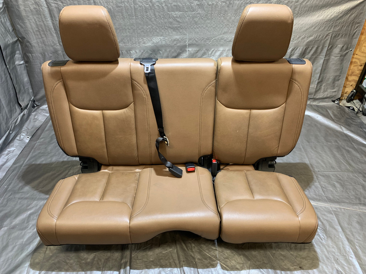 IMG_3402__30188.1689008941.jpg 2013-2018 Jeep Wrangler JK Unlimited 4DR Dark Saddle Leather 60/40 Rear Seat *SMOKE ODOR* / JK007 - Image 1