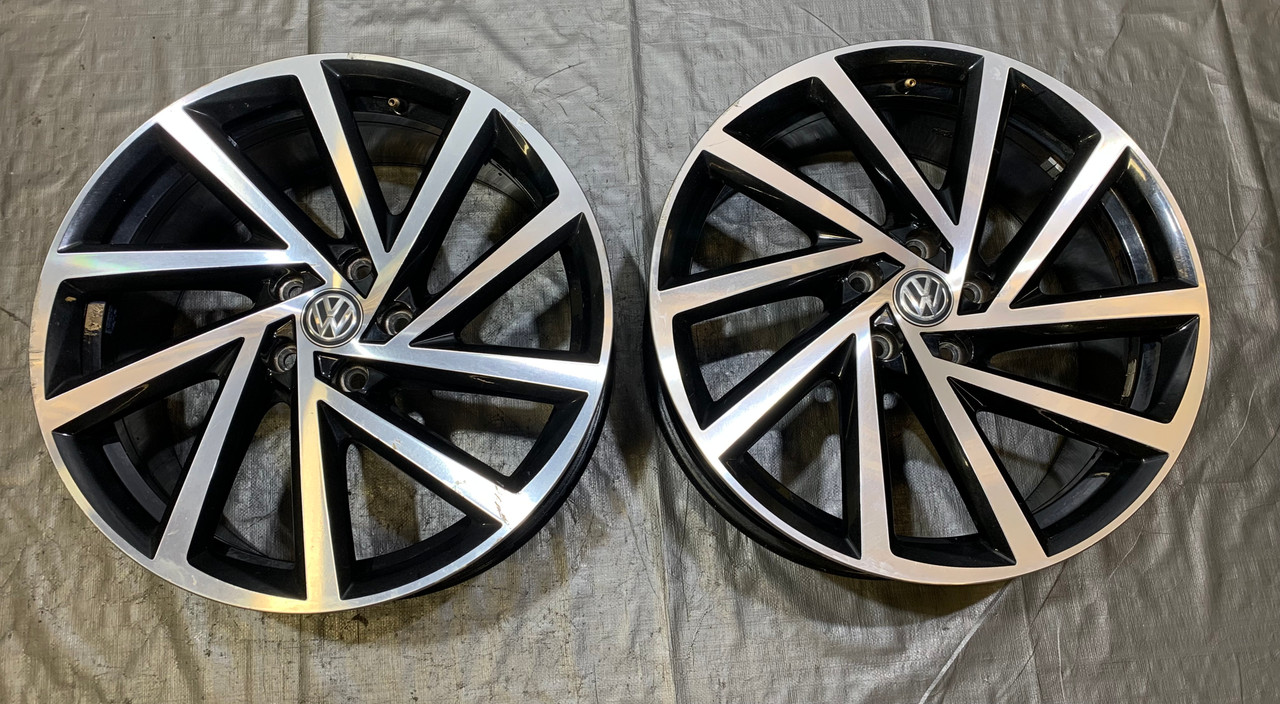 IMG_3752__42756.1689085689.jpg *DAMAGED* 2018-2019 Volkswagen MK7 Golf R 19x8" Englishtown Wheels Rims / Pair / M7R05 - Image 1