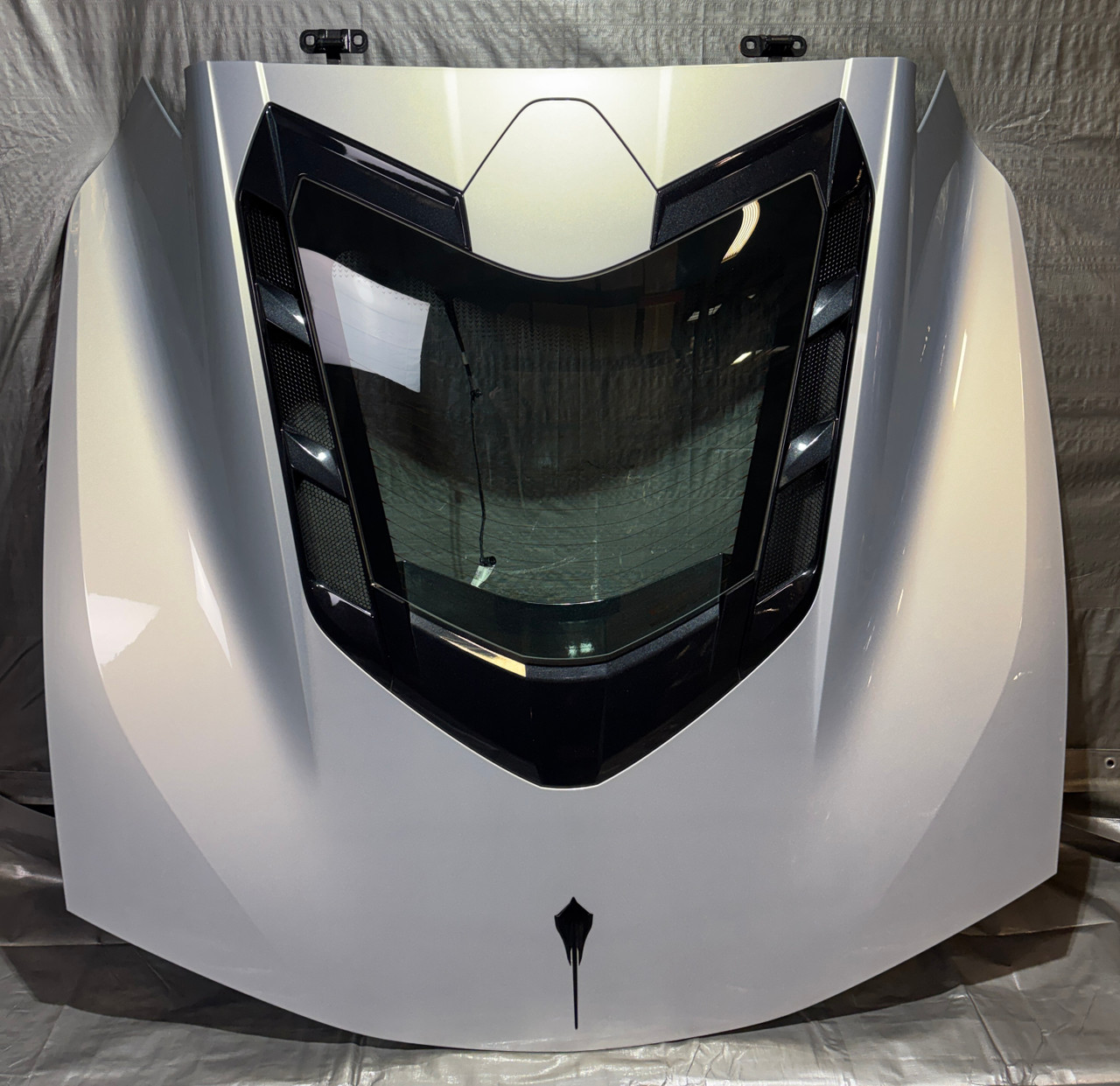 IMG_4615__28299.1769521598.jpg 2020-2025 Chevrolet C8 Corvette Coupe Rear Trunk Lid / Engine Cover Panel / Silver Flare Metallic C8001 - Image 1