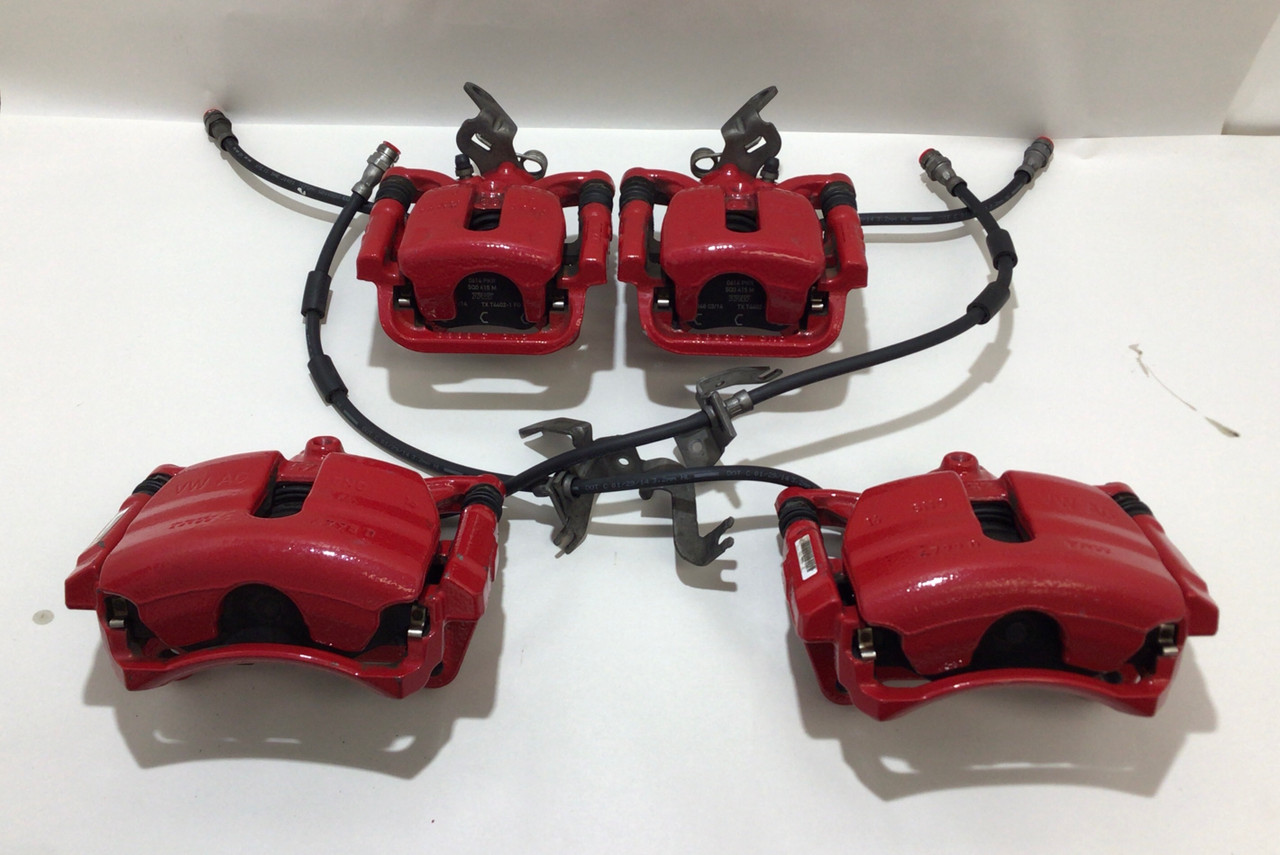 IMG_4658__99340.1614022345.jpg 2015-2018 Volkswagen MK7 GTI OEM Brake Calipers / RED / 74k / Set of 4 / M7002 - Image 1