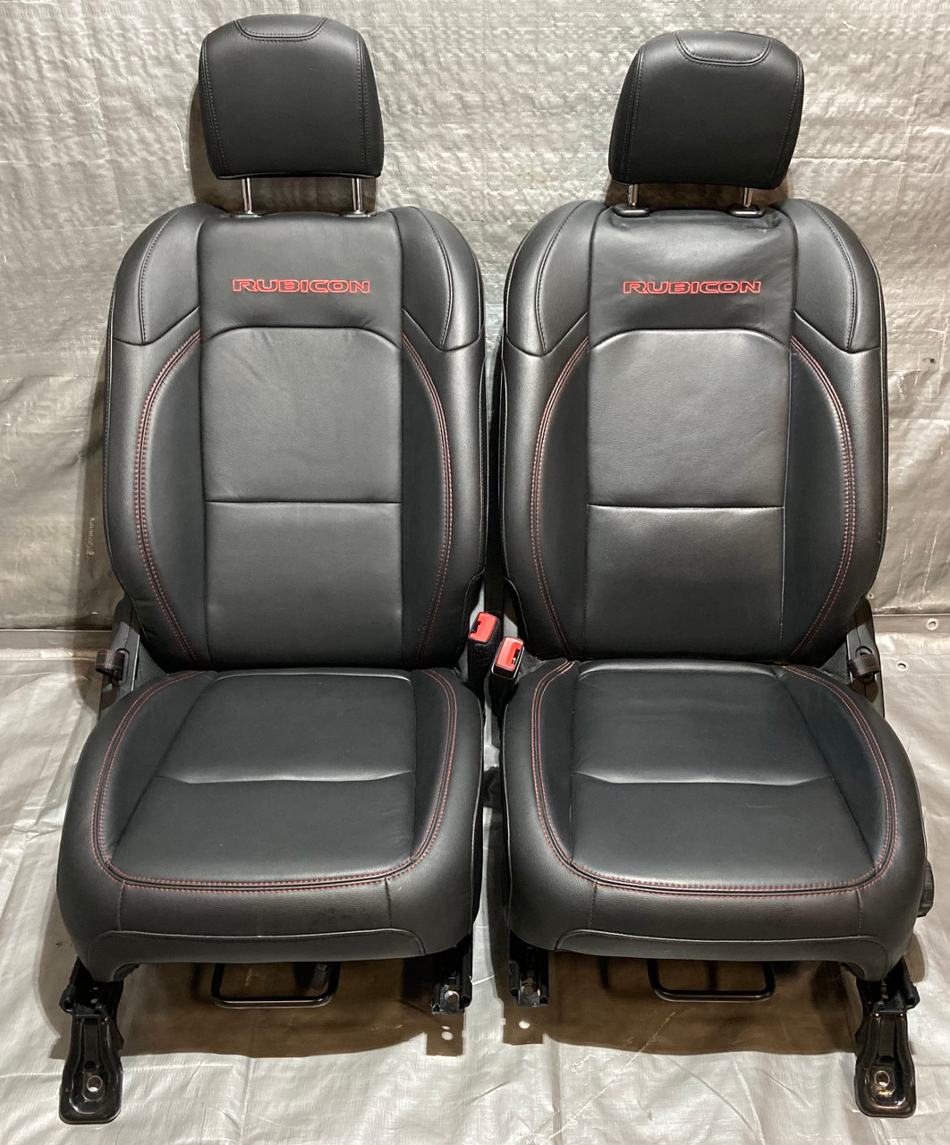 IMG_4787__12455.1748437800.jpg 2018-2021 Jeep Wrangler JL Unlimited 4DR Rubicon Front Black Leather Seats / Pair / JL009 - Image 1