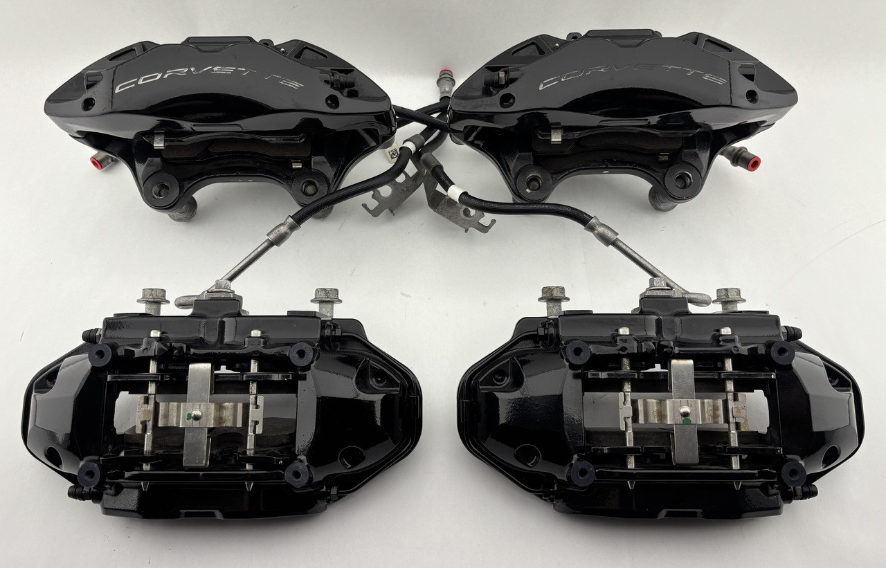 IMG_4922__95724.1769550361.jpg 2020-2022 Chevrolet C8 Corvette Stingray OEM Brake Calipers / Set of 4 / Black / 15K C8001 - Image 1