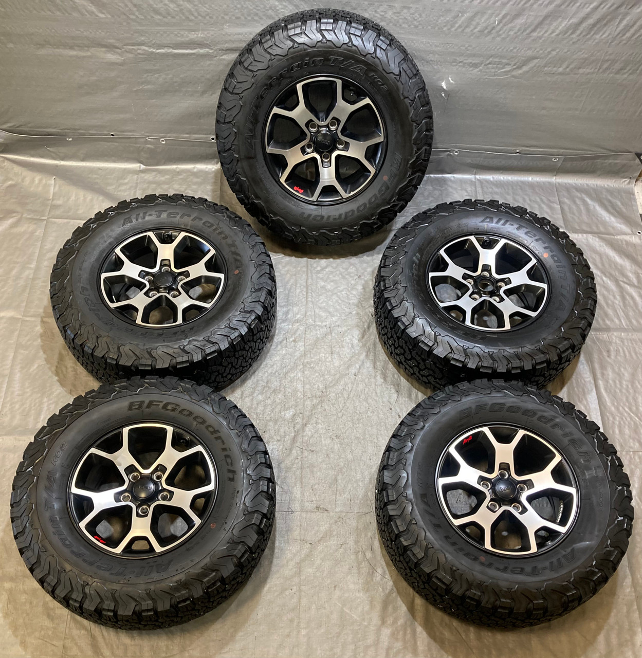 IMG_5233__70871.1748536704.jpg 2018-2024 Jeep JL Wrangler JT Gladiator Rubicon 17x7.5" Wheels Rims w/ Tires / Set of 5 / JL009 - Image 1