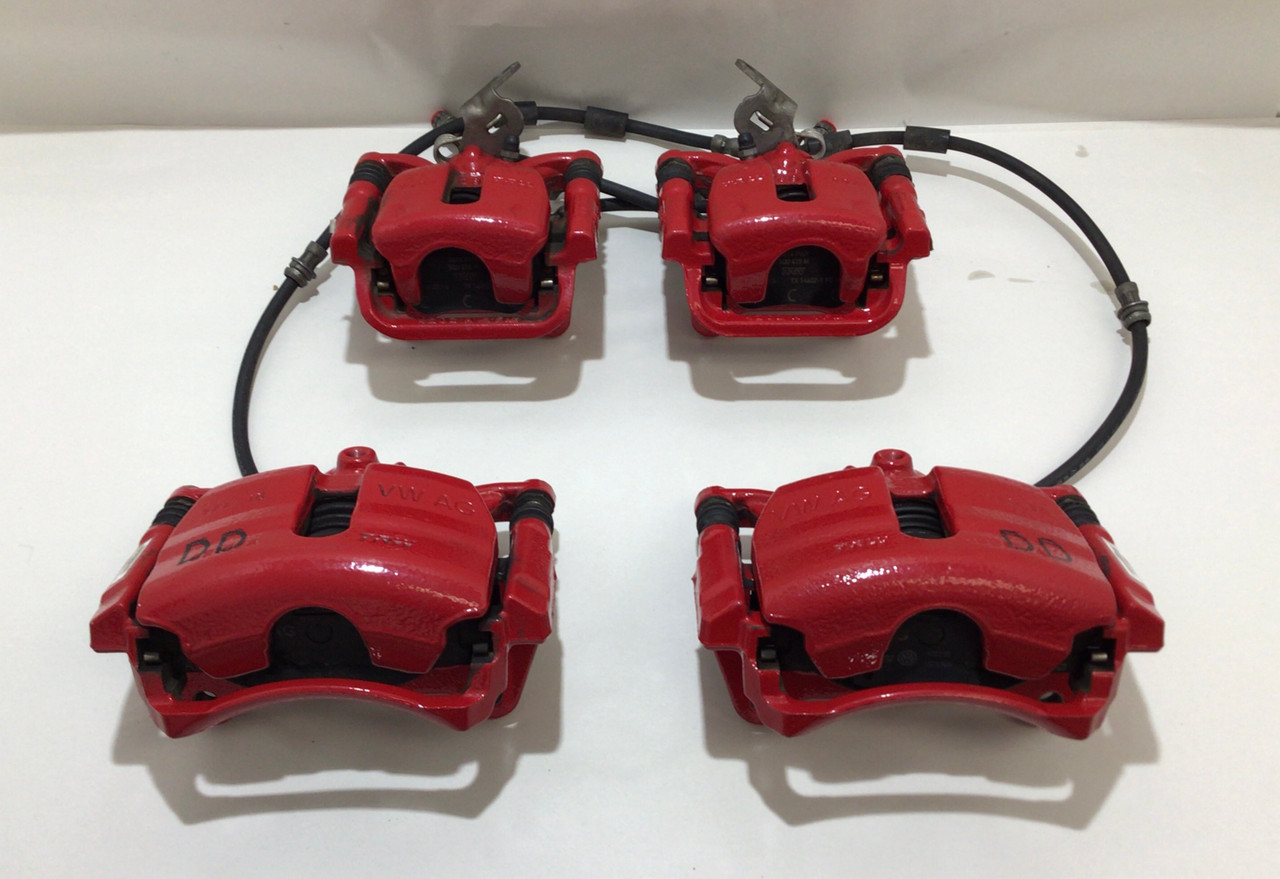 IMG_5778__93144.1614269486.jpg 2015-2018 Volkswagen MK7 GTI OEM Brake Calipers / RED / 70k / Set of 4 / M7001 - Image 1