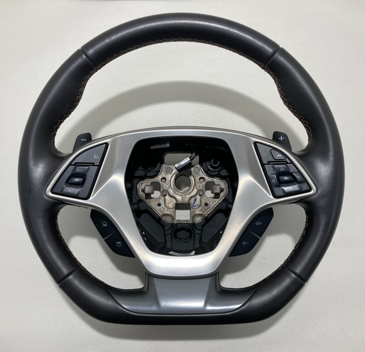 IMG_6293__51209.1724430346.jpg 2015-2017 Chevrolet C7 Corvette Stingray Black Leather Flat Bottom Steering Wheel / Manual / C7005 - Image 1