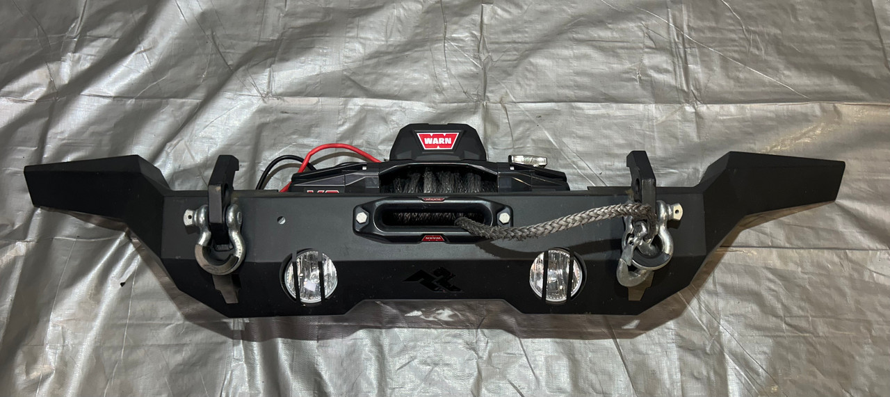 IMG_6662_3__77402.1780323858.jpg 2018-2025 Jeep Wrangler JL Gladiator JT Rugged Ridge Full Width Steel Front Bumper w/ Warn VR EVO 10S Winch / USED / JT004 - Image 1