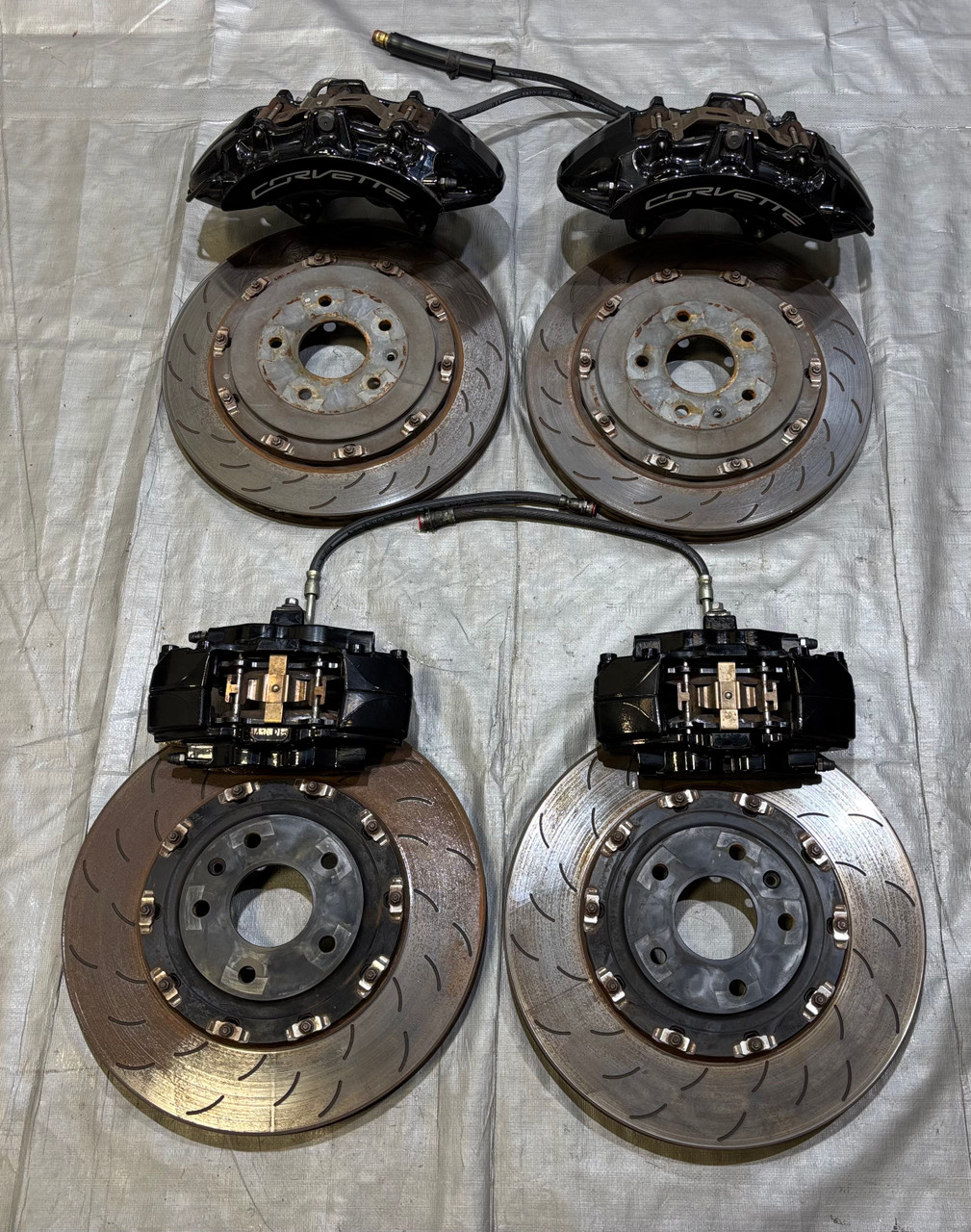 IMG_8802__89205.1777652466.jpg 2015-2019 Chevrolet C7 Corvette Grand Sport Brembo Brake Calipers w/ Rotors / Black / Set of 4 / 40K C7008 - Image 1