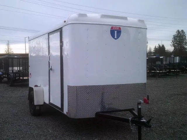 VICT612SAFS_1000090508_WHITE024-100 6x12 Victory Enclosed Cargo Trailer – Steel/Aluminum Frame, Ramp Door - Image 1