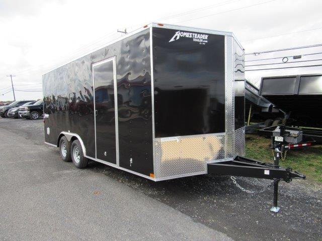 homesteader-85-x-18-v-nose-enclosed-car-hauler-extended-tongue.jpg Homesteader 8.5 x 18 V-Nose Enclosed Car Hauler – Extended Tongue - Image 1