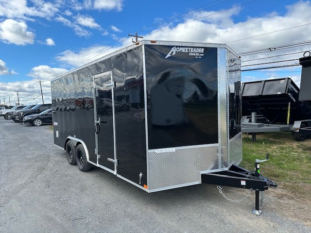homesteader-85-x-18-v-nose-enclosed-car-hauler-ramp-door.jpg Homesteader 8.5 x 18 V-Nose Enclosed Car Hauler – Ramp Door - Image 1